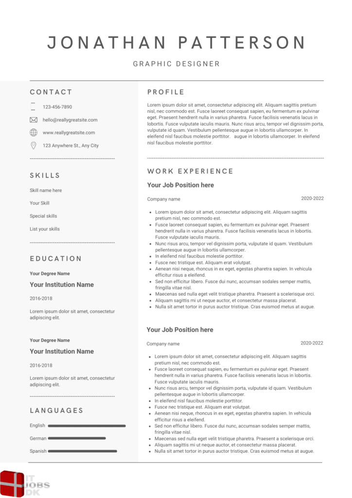 denmark cv sample